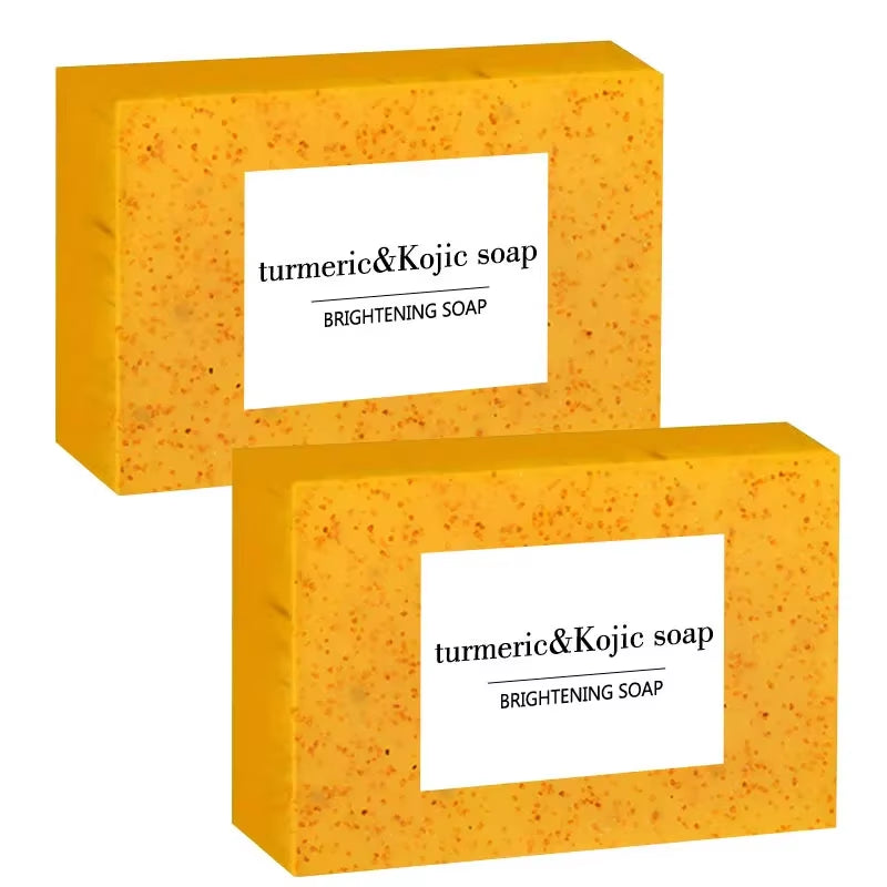 100G Turmeric Kojic Acid Soap with Lemon Granules Exfoliating Scrubbing Skin Lightening Body Care Jabón Con Ácido Kojico Y Témor