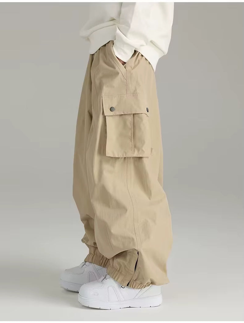 Loose Spring Autumn Waterproof Windproof Single Board Ski Pants Men Women Casual Outdoor Sports Multipocket Bottoming Trousers