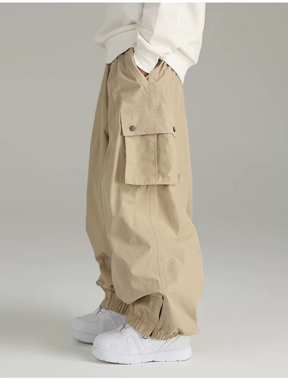 Loose Spring Autumn Waterproof Windproof Single Board Ski Pants Men Women Casual Outdoor Sports Multipocket Bottoming Trousers