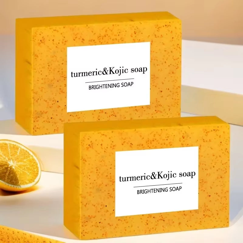 100G Turmeric Kojic Acid Soap with Lemon Granules Exfoliating Scrubbing Skin Lightening Body Care Jabón Con Ácido Kojico Y Témor