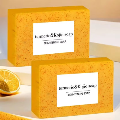 100G Turmeric Kojic Acid Soap with Lemon Granules Exfoliating Scrubbing Skin Lightening Body Care Jabón Con Ácido Kojico Y Témor