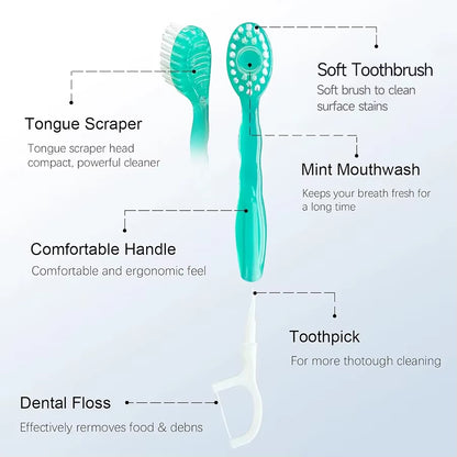 Portable 5-In-1 Toothbrush Dental Floss 8/16Pcs for Oral Cleaning, Disposable Toothbrush for Adults on Business Trips