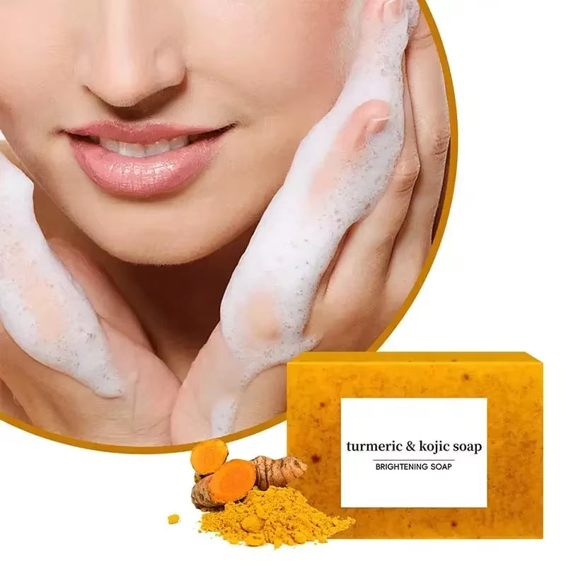100G Turmeric Kojic Acid Soap with Lemon Granules Exfoliating Scrubbing Skin Lightening Body Care Jabón Con Ácido Kojico Y Témor